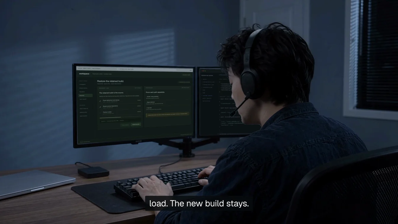Two monitor inserts in an actual final film frame.